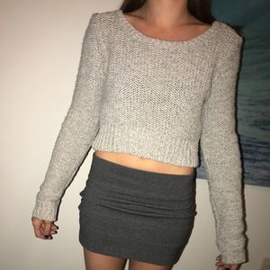 Gray cable knit crop sweater